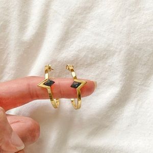 nOir Black Stone Gold Hoop Earrings